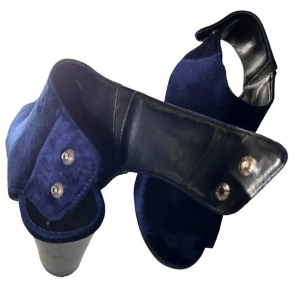 Steve Madden Royal Blue Velvet Heels Pumps Open Toe Size 7.5‎